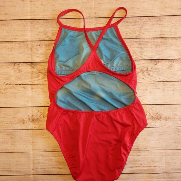 Thin Strap Water Safety Red life guard swimsuit 2X - Picture 3 of 7